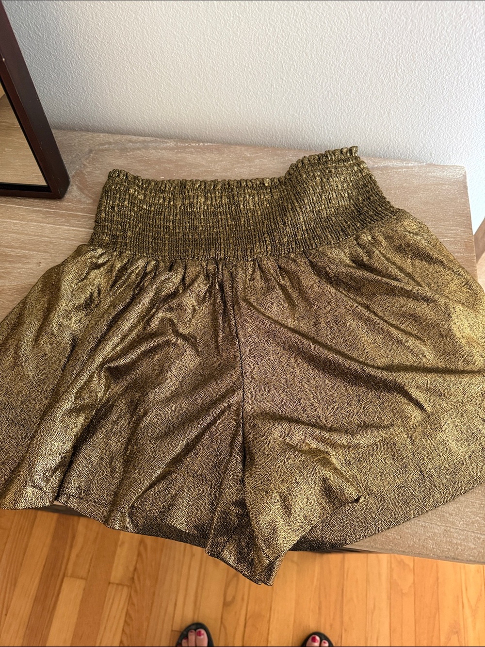 Pants Store Metallic Gold Women's flowy shorts cute for New Orleans saints game